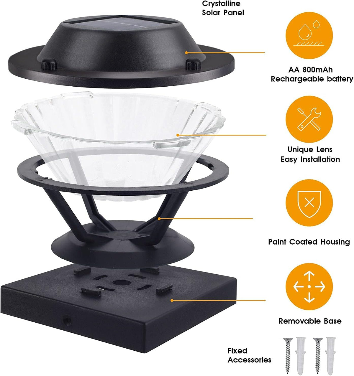 2 Pack Black Solar Post Lights V226