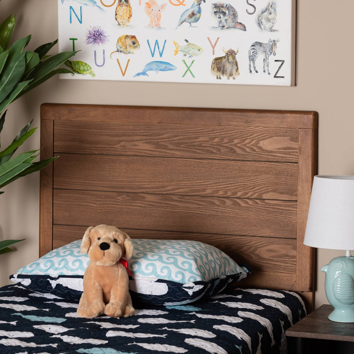 Walnut Brown Finished Wood Twin Size Headboard X33817