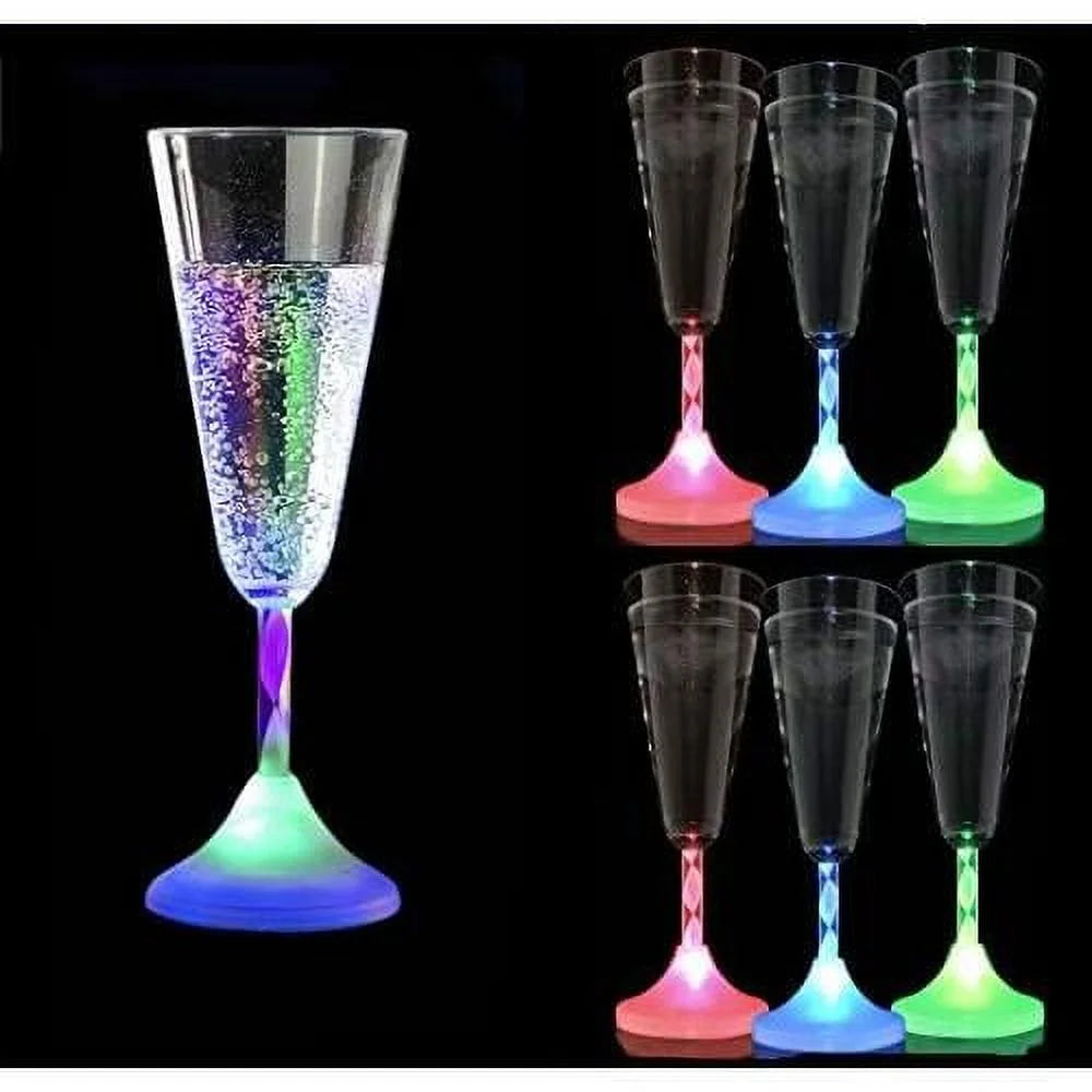 6 Oz LED Light Up Champagne Flutes Set Of 6 K76570