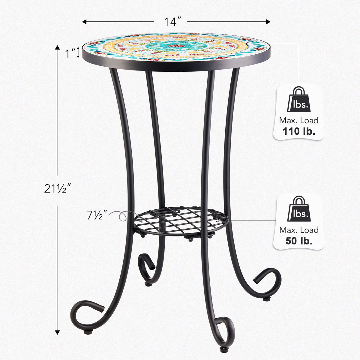 Side Table with Ceramic Tabletop D3830