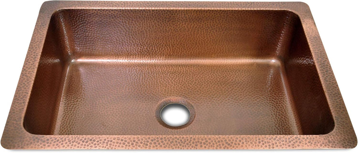 33 x 22 x 9 inch Single Bowl Copper Kitchen Sink Q986