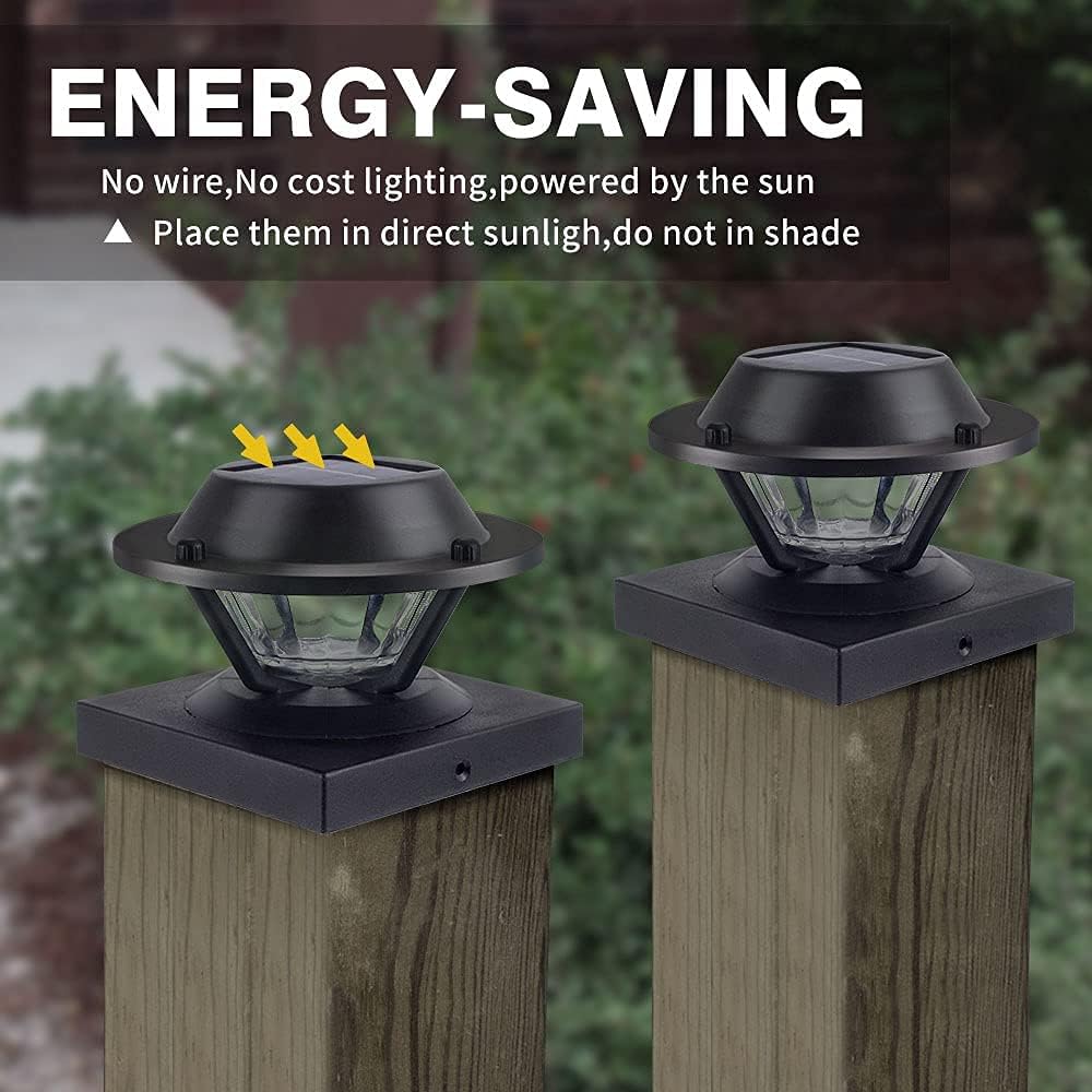 2 Pack Black Solar Post Lights V226