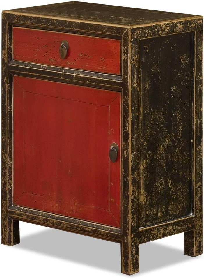 Distressed Red and Black Chinese Cabinet E42697