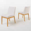 Light Beige Fabric Oak Upholstered Dining Chairs, Set of 2 Q57810